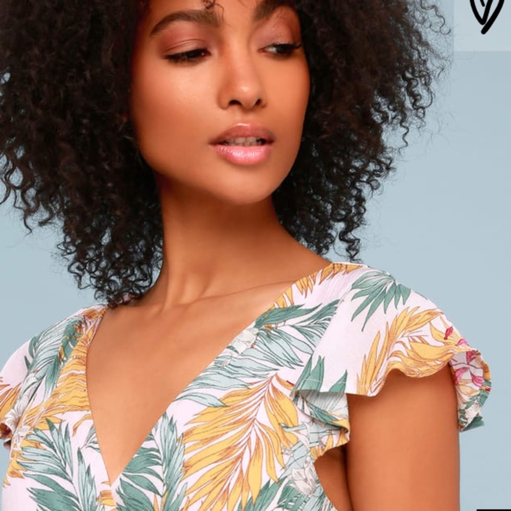 NWT Lulu’s Tropical Ruffle Wrap Dress - Picture 4 of 5